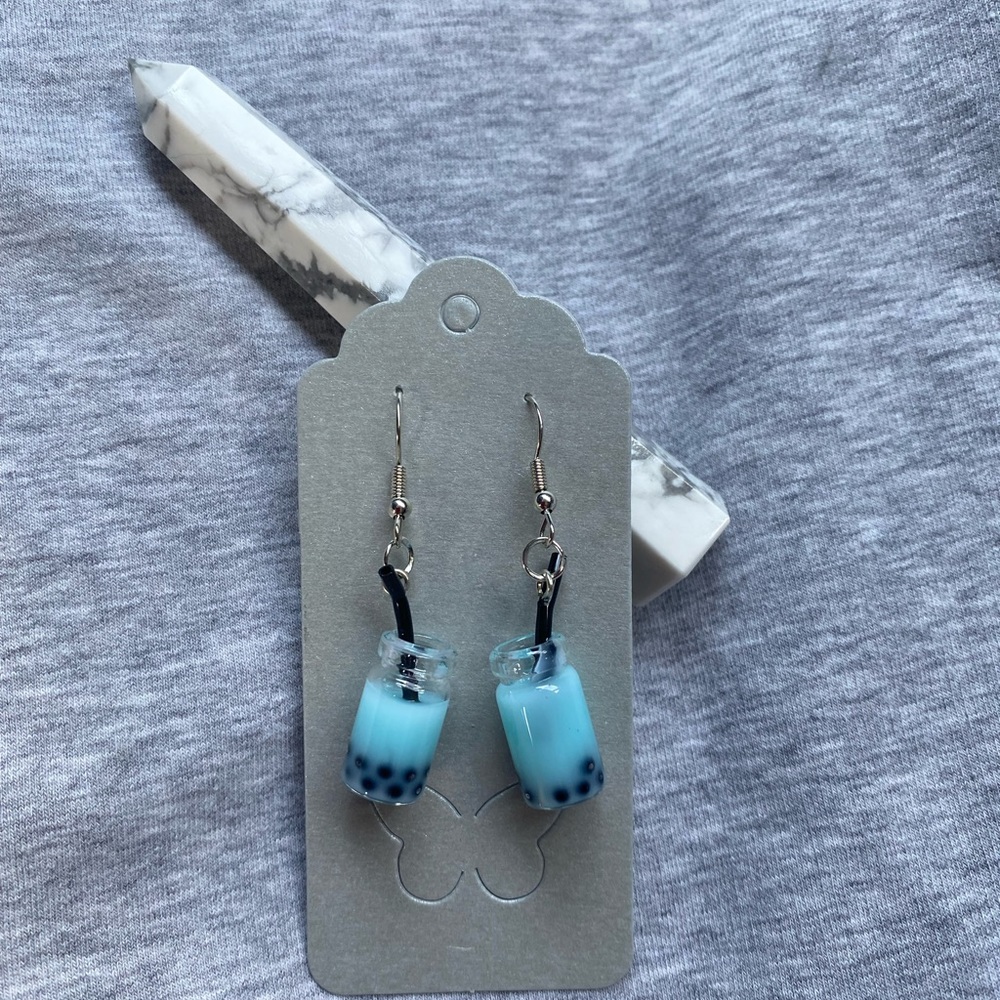 Bottle bubble milk tea drop earrings